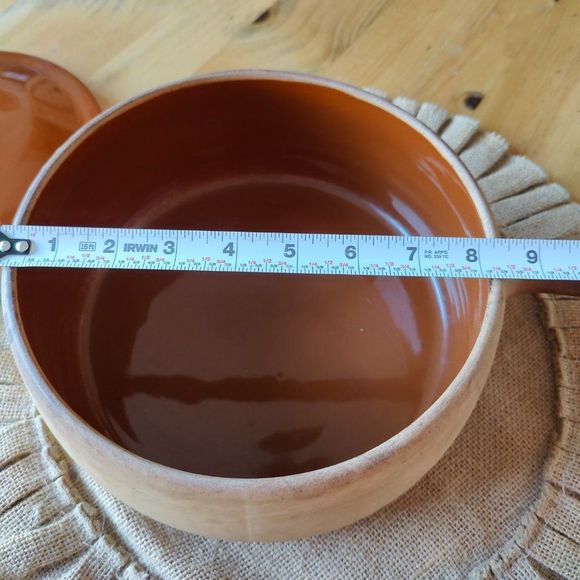 Vintage French Stoneware Covered Casserole Dish 8.5 inches wide and 4.5 inches - Picture 16 of 16